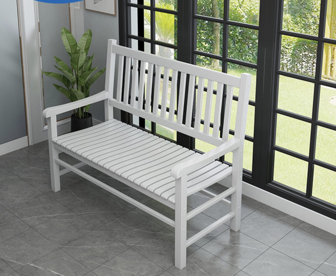2 Person Outdoor Patio Bench, Modern Wood Garden Bench Seat