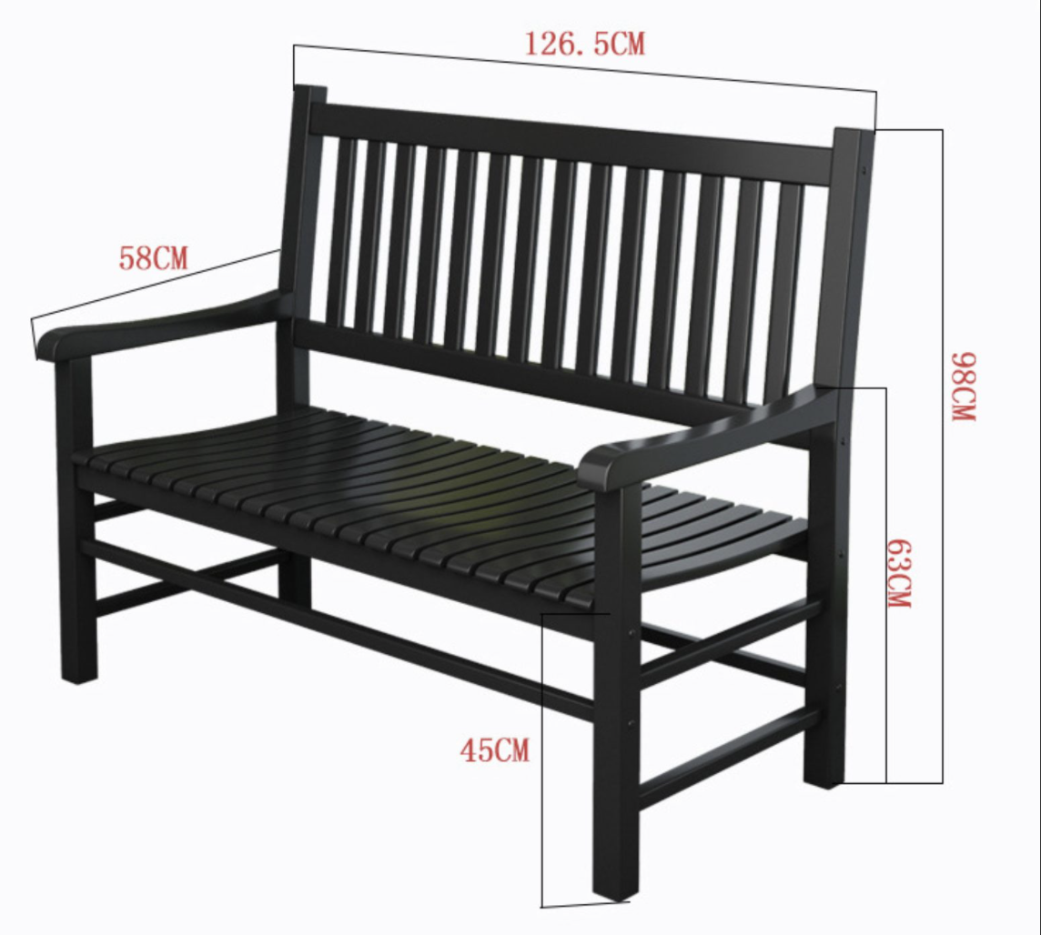 2 Person Outdoor Patio Bench, Modern Wood Garden Bench Seat