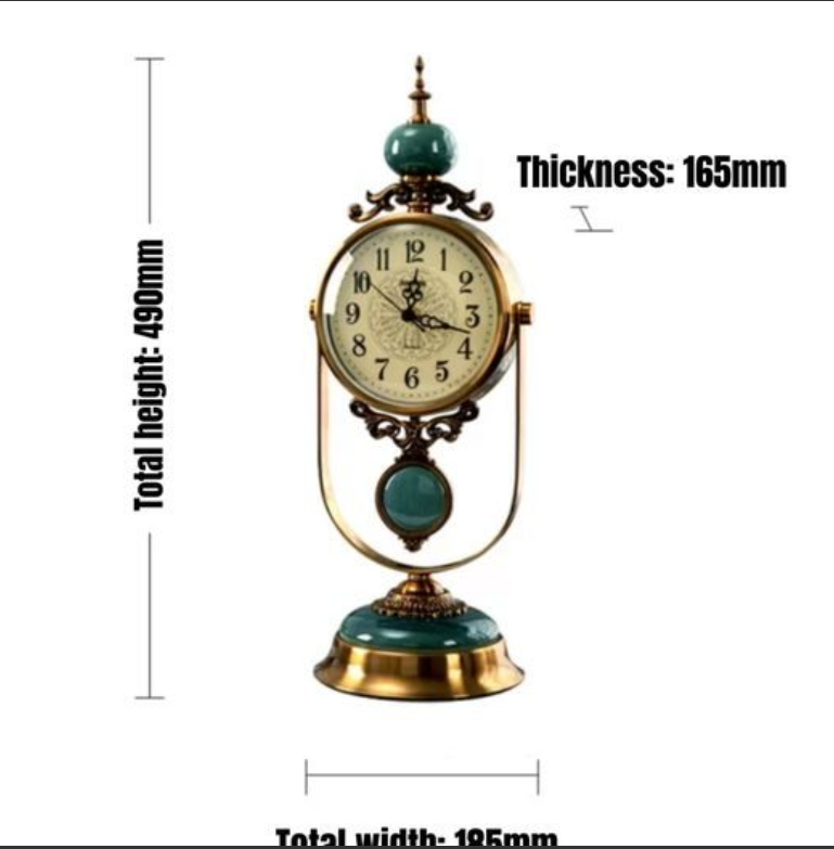 American Blue glaze clock · Silent clock 490mm Hight