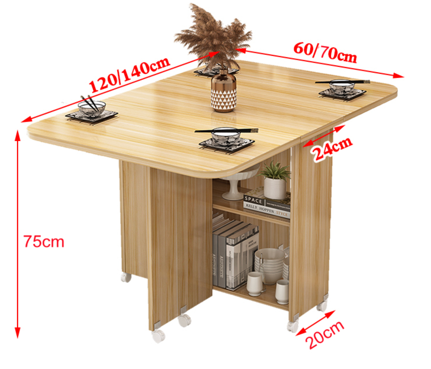 Simple folding table • Movable • Small household retractable dining table