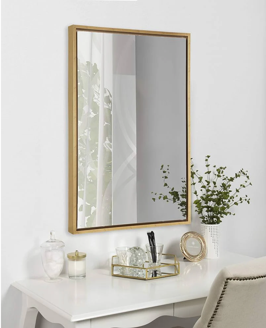 Bathroom Mirror for Wall with Golden Metal Frame 600x800mm
