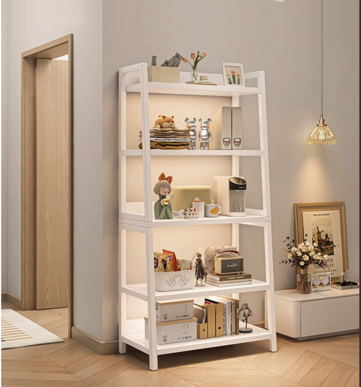 5-Tier Ladder Bookshelf Shelf 47.2” Book Shelf Bookcase Floor Freestanding