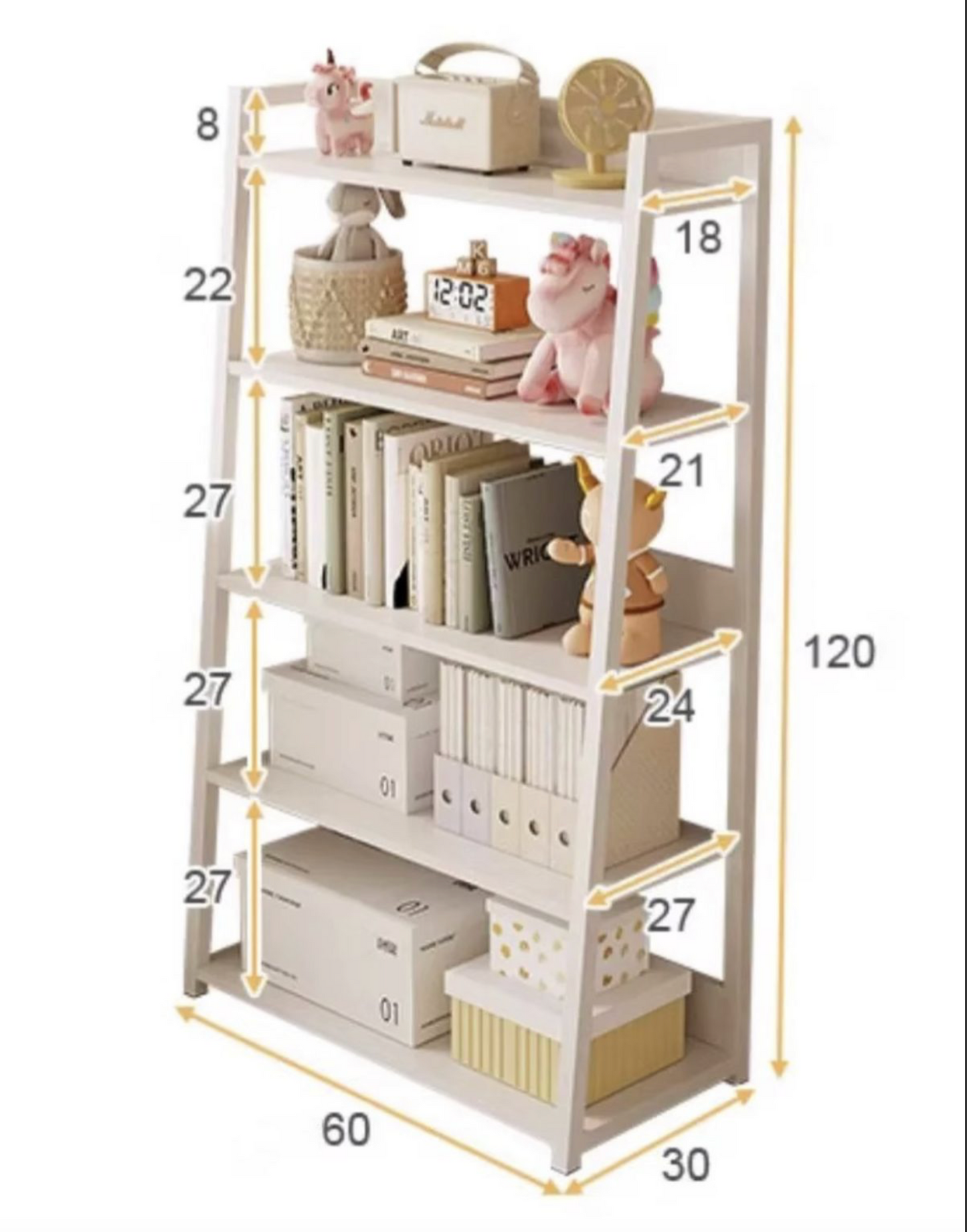 5-Tier Ladder Bookshelf Shelf 47.2” Book Shelf Bookcase Floor Freestanding