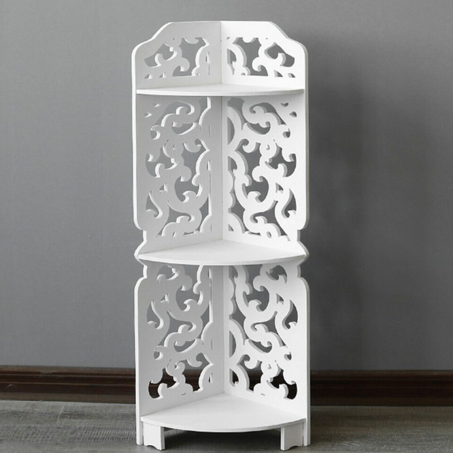 Corner Storage Rack 3 Tier White Shelving Unit 80X20X20CM