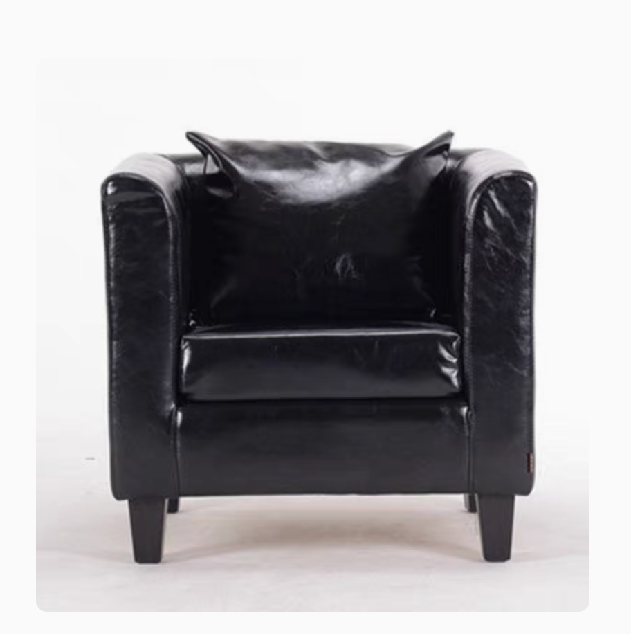 Tempo Sofa - Single Seater Sofa in a Box - Black Faux Leather