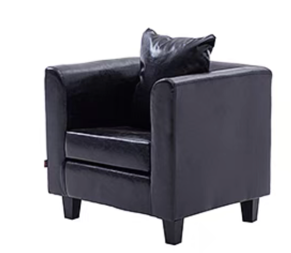 Tempo Sofa - Single Seater Sofa in a Box - Black Faux Leather