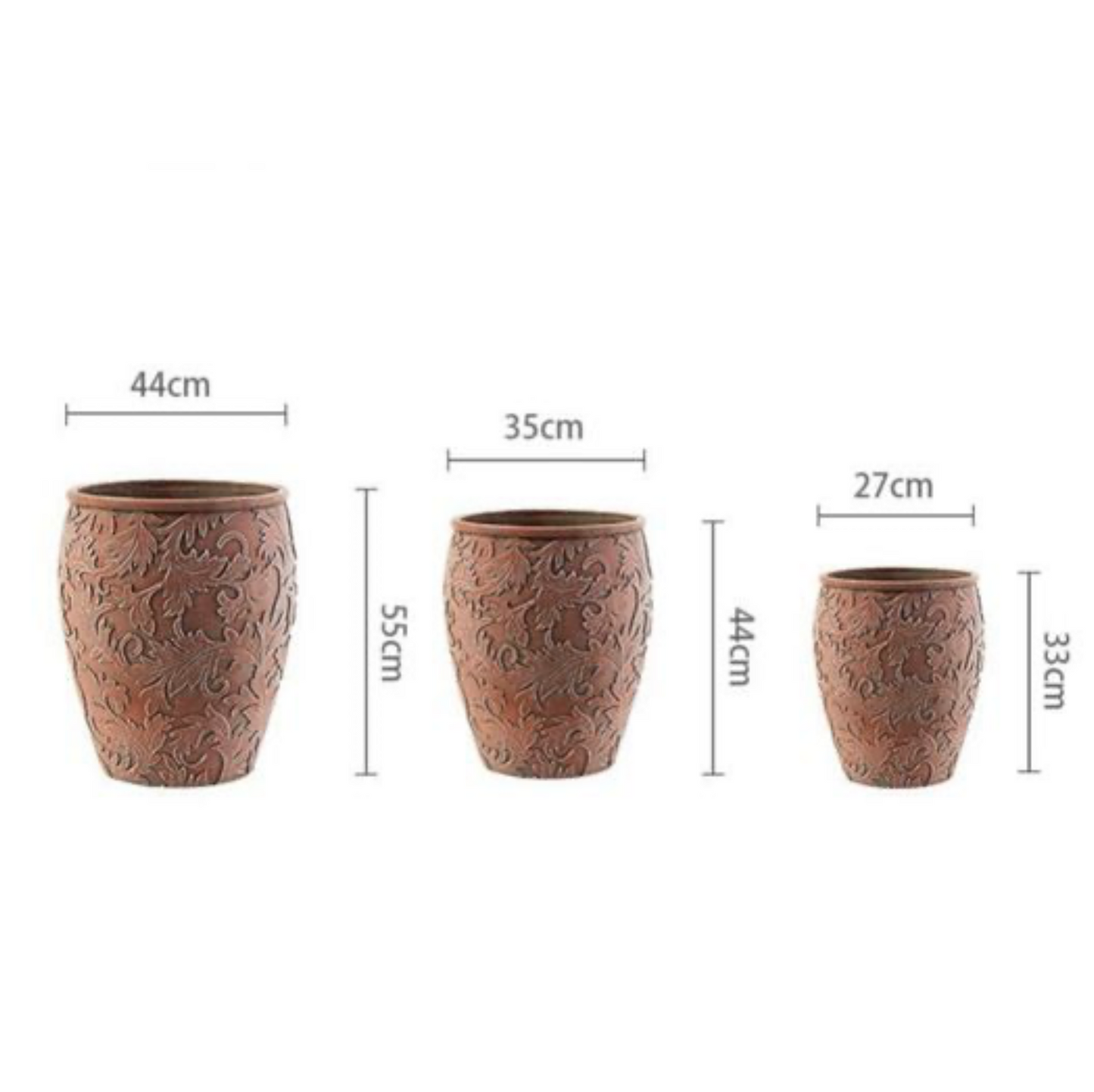 Three-piece set of antique bronze flower pots