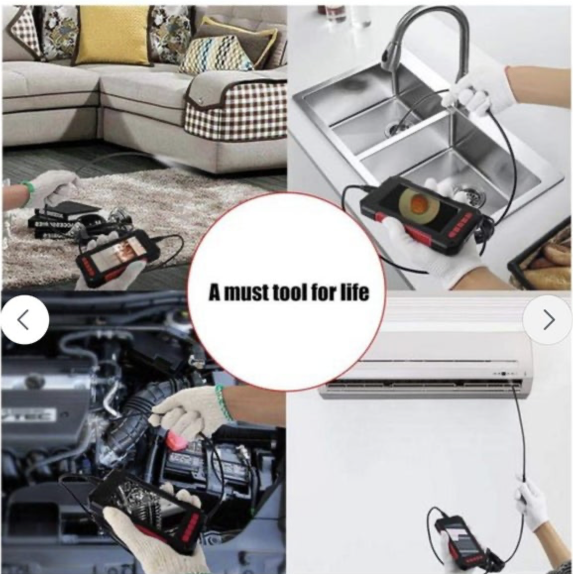 8mm Borescope Inspection Camera 4.3 Inch HD Screen Snake Camera with LED Lights