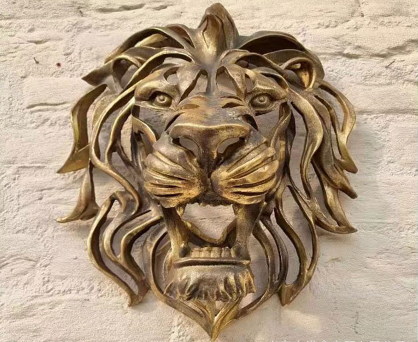 Lion Head Wall Mounted Art Sculpture Gold Resin Lion Head Art Wall