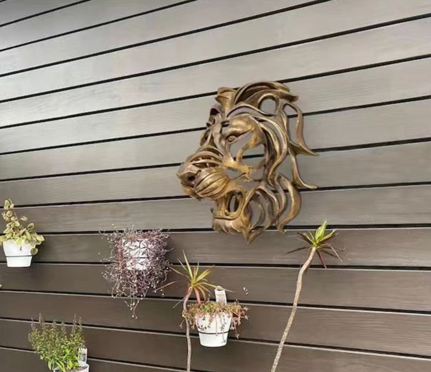 Lion Head Wall Mounted Art Sculpture Gold Resin Lion Head Art Wall