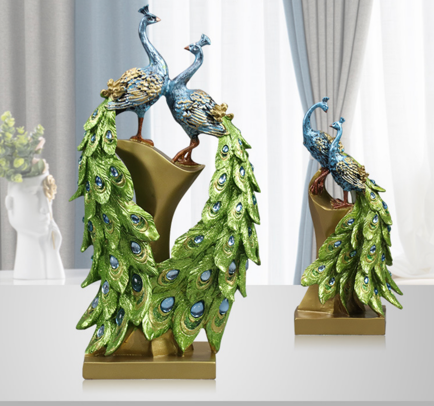 Peacock couple decor statue sculpture decorative resin craft decor 18 * 34 * 8cm