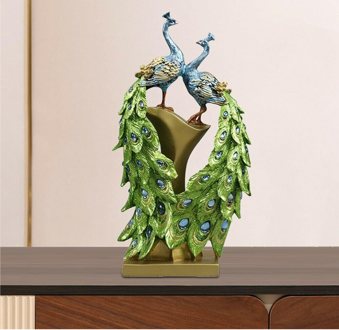 Peacock couple decor statue sculpture decorative resin craft decor 18 * 34 * 8cm