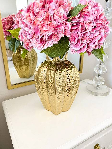Gold textured ceramic vase