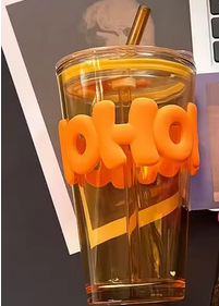 New creative ins wind letter cup double drink gift glass hand gift cup 450ml