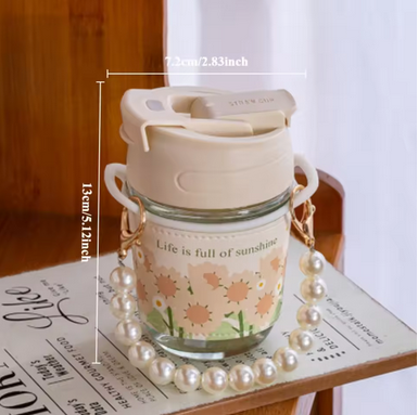 1pc High Beauty Pearl Glass Cup Preferred Material Portable 400ml