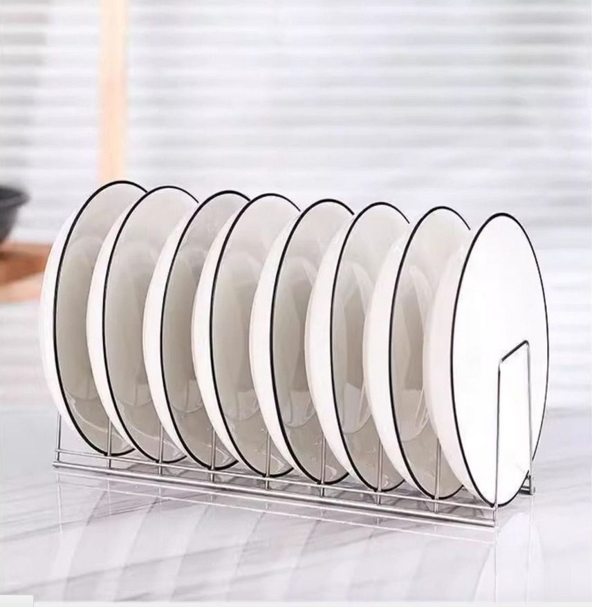 Stainless Steel Dish Draining Rack Kitchen Pot Lid Plates Storage