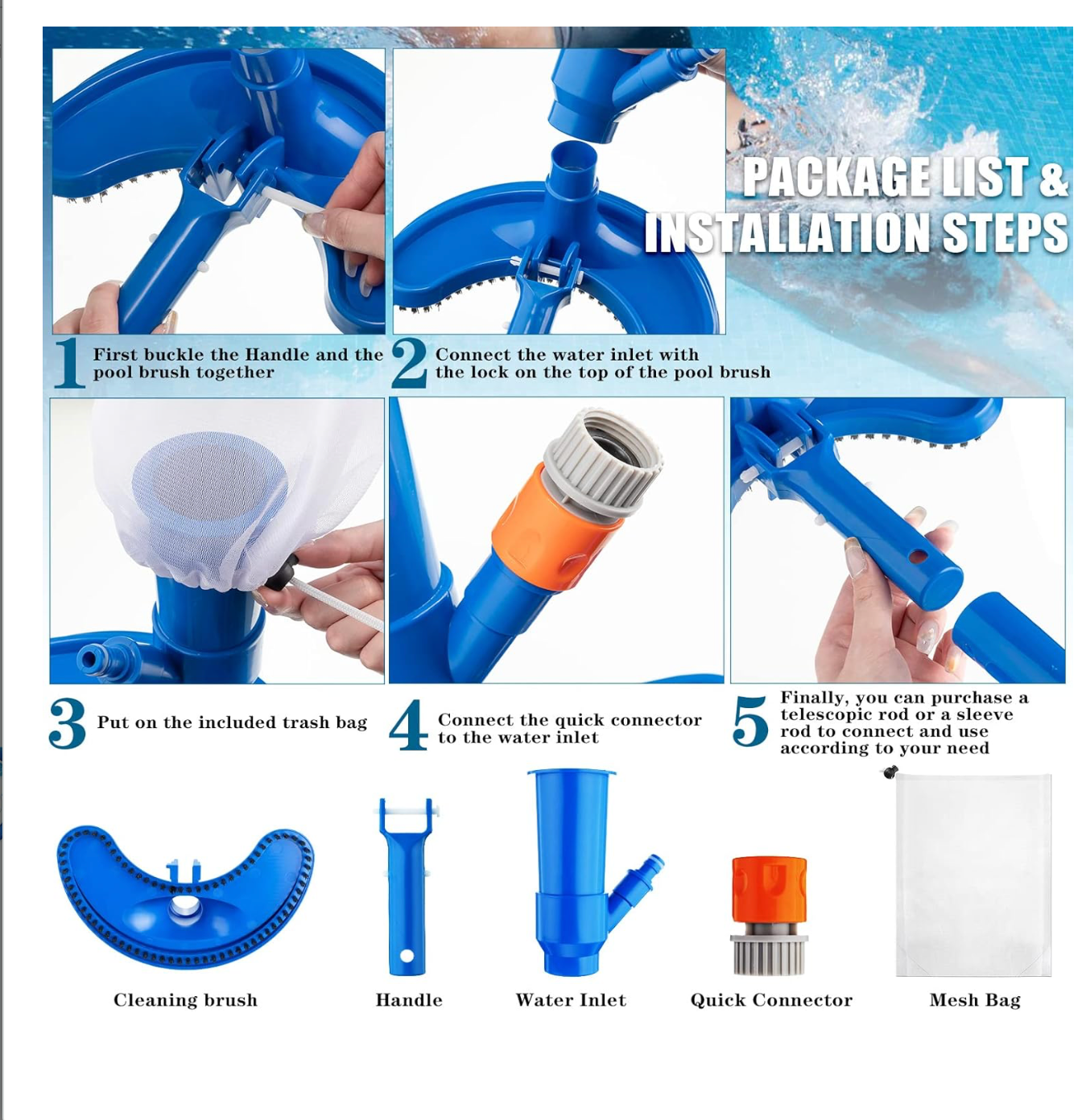 Portable Swimming Pool Vacuum Cleaner for Above Ground Pool Handheld Jet