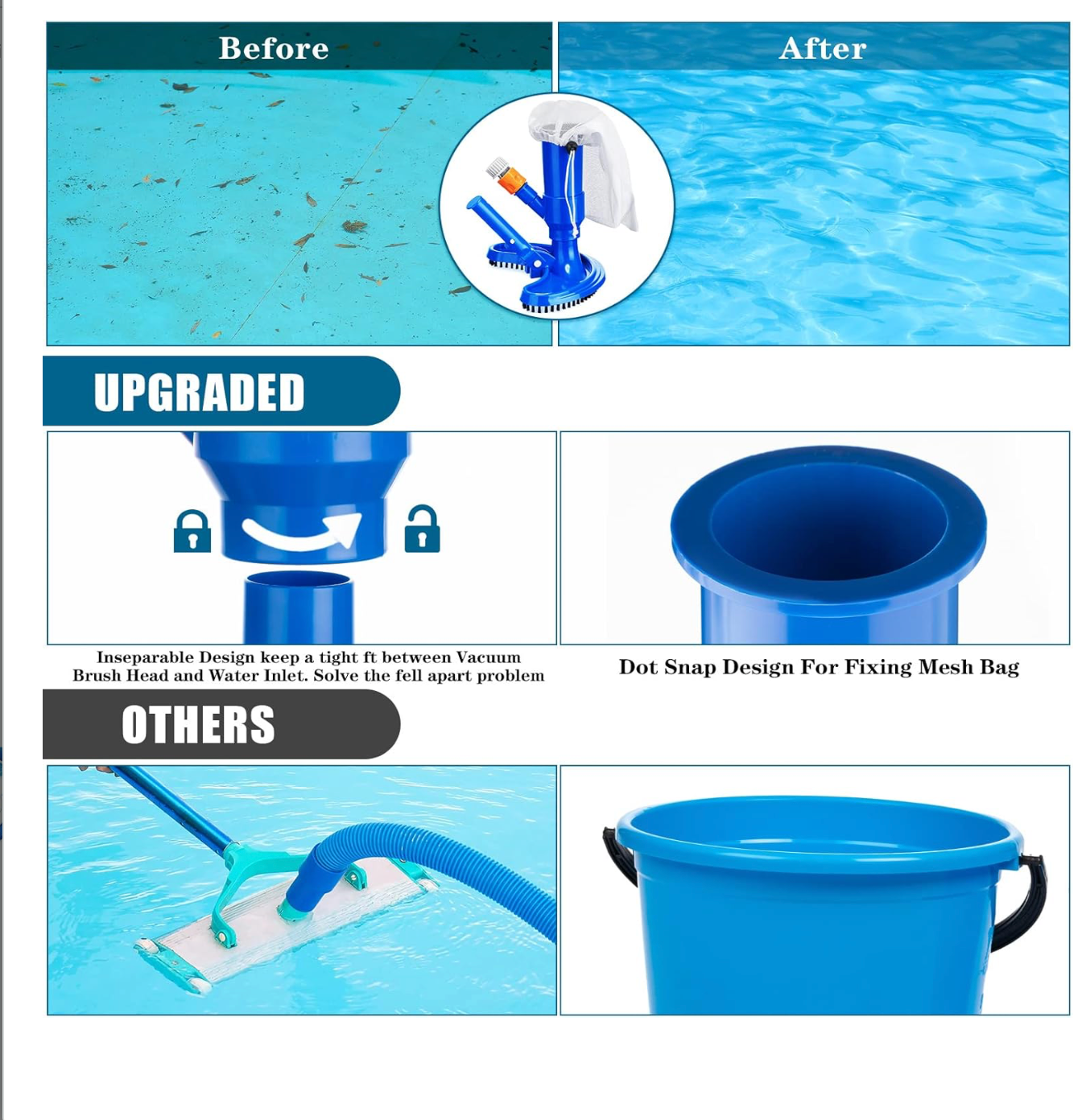 Portable Swimming Pool Vacuum Cleaner for Above Ground Pool Handheld Jet