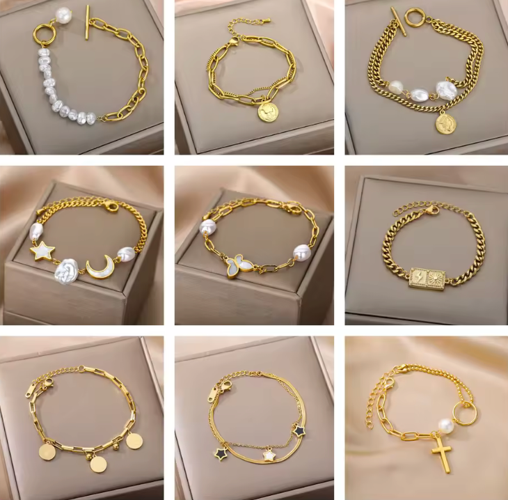 Natural Shell Butterfly Charm Thick Chain Bracelets Bangles For women