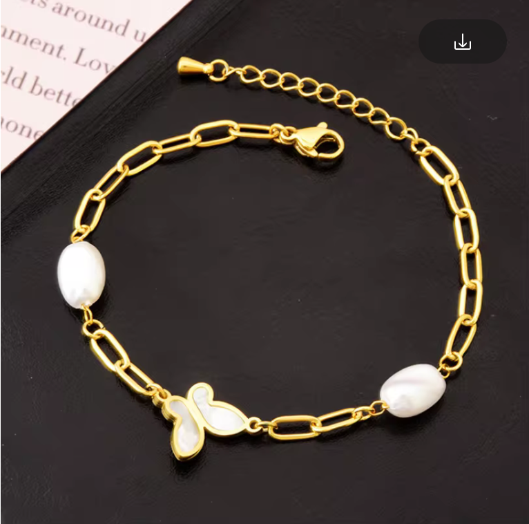 Natural Shell Butterfly Charm Thick Chain Bracelets Bangles For women