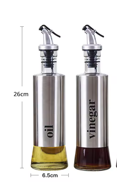 Stainless Steel +Glass Leakproof Oil Bottle