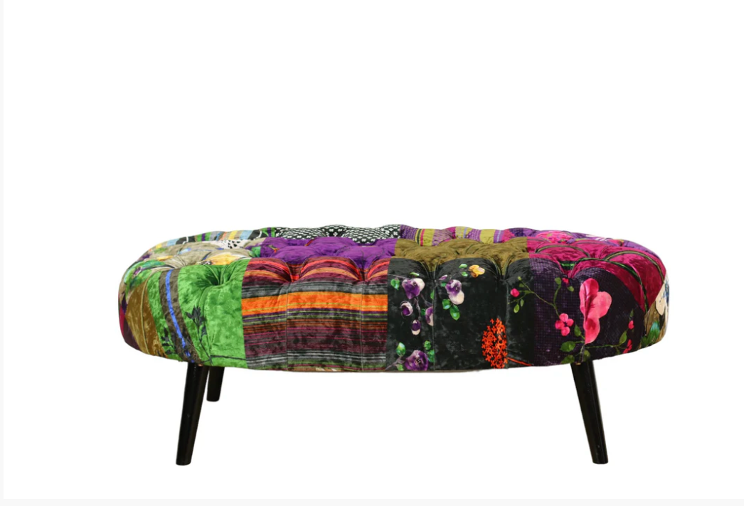 Oval Patchwork Ottoman