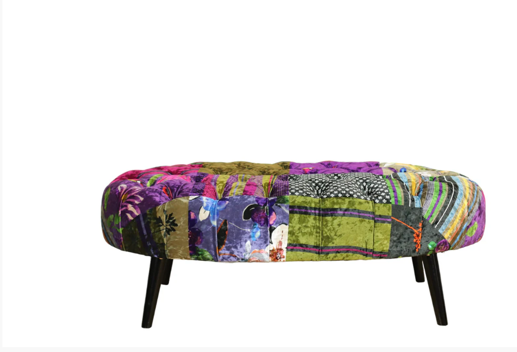 Oval Patchwork Ottoman