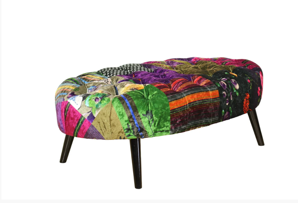 Oval Patchwork Ottoman