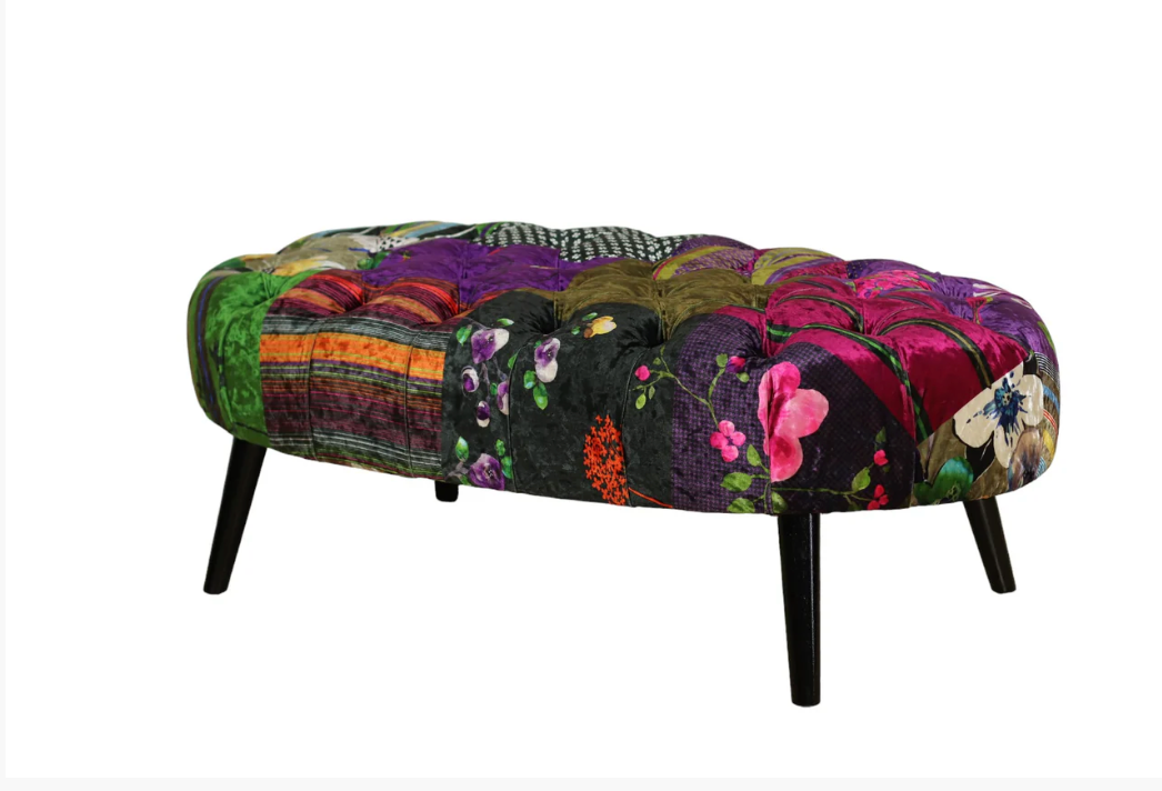 Oval Patchwork Ottoman