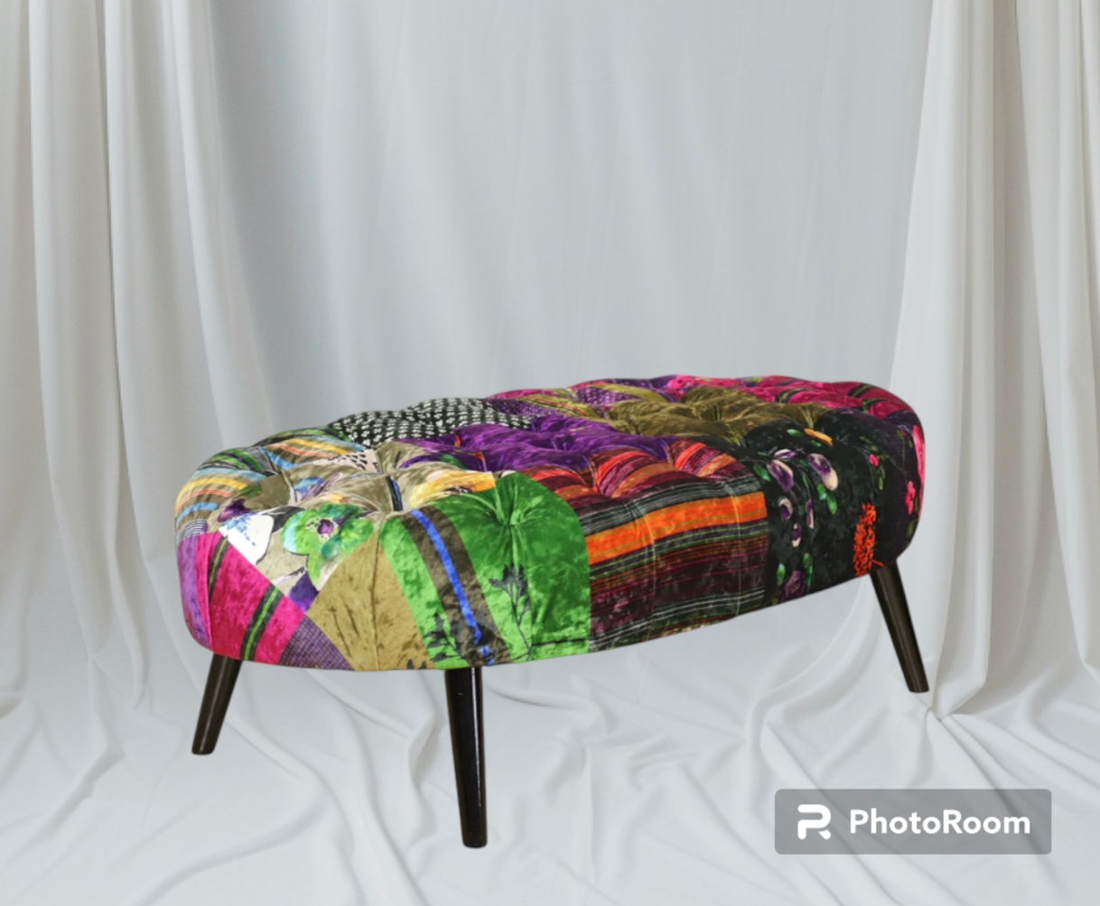 Oval Patchwork Ottoman
