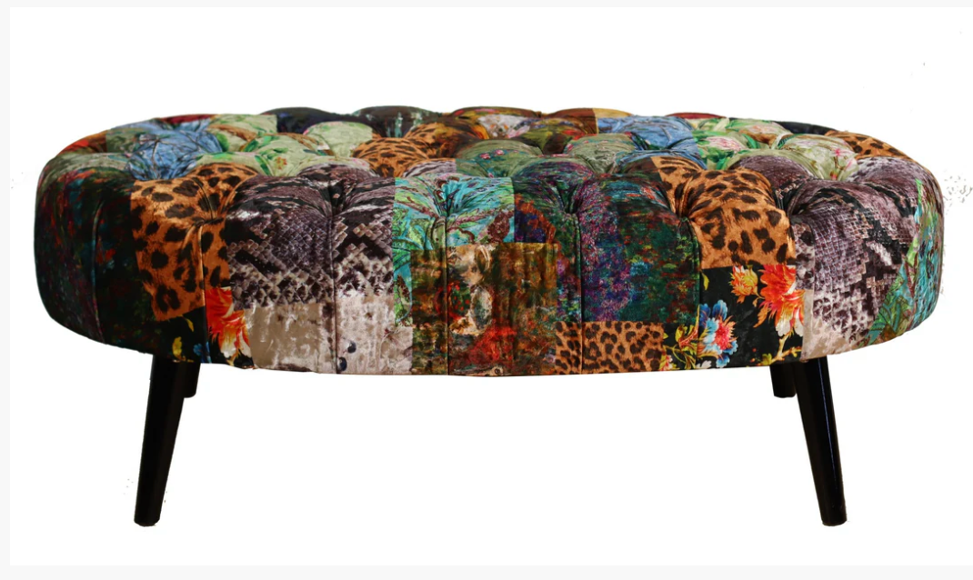 Oval Patchwork Ottoman