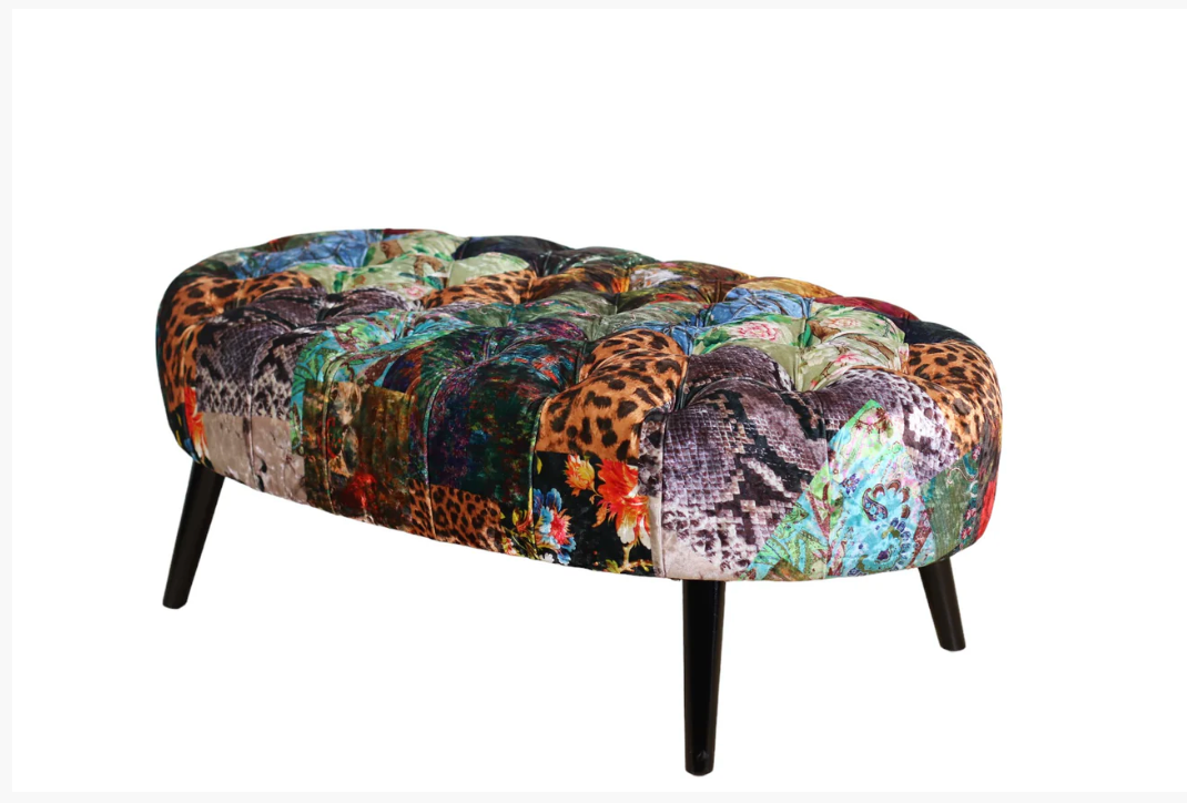 Oval Patchwork Ottoman