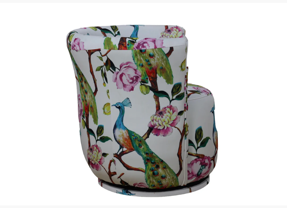 Tub Swivel Chair, Peacock White/Black