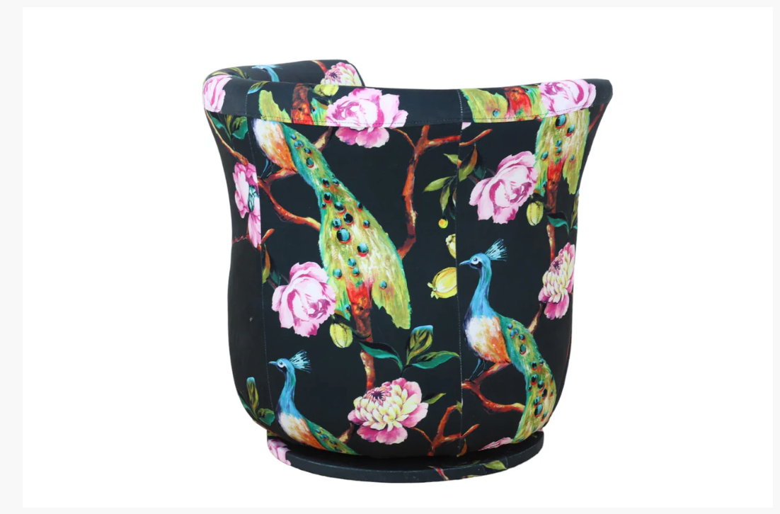 Tub Swivel Chair, Peacock White/Black
