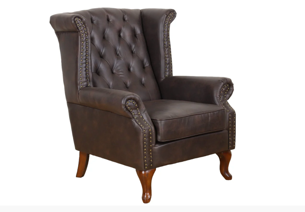 Large Wing Chair Dark Brown