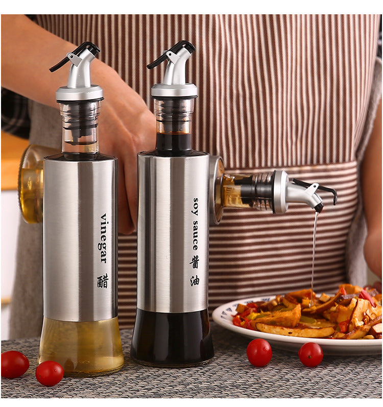 Stainless Steel +Glass Leakproof Oil Bottle