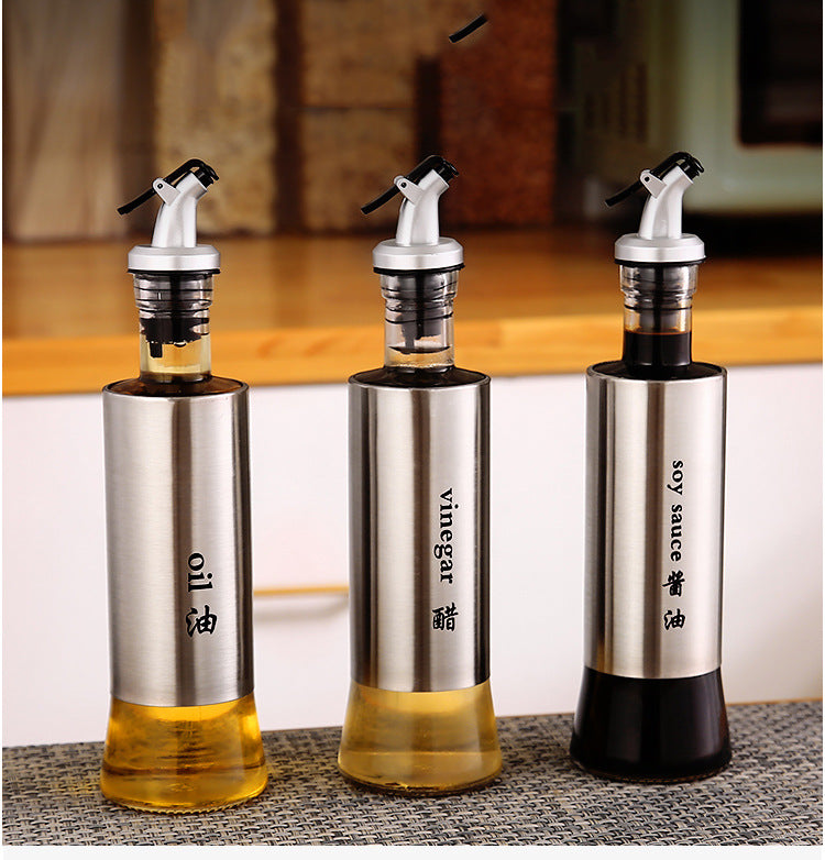 Stainless Steel +Glass Leakproof Oil Bottle