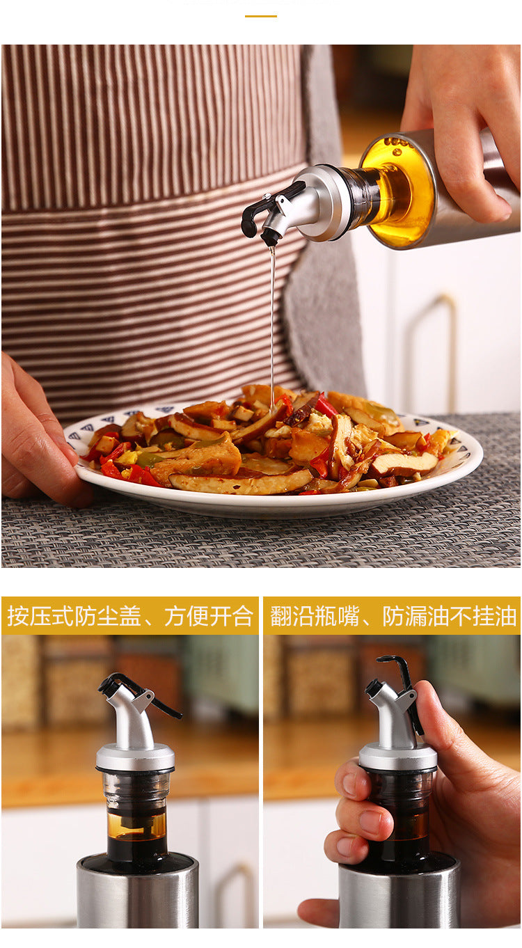 Stainless Steel +Glass Leakproof Oil Bottle