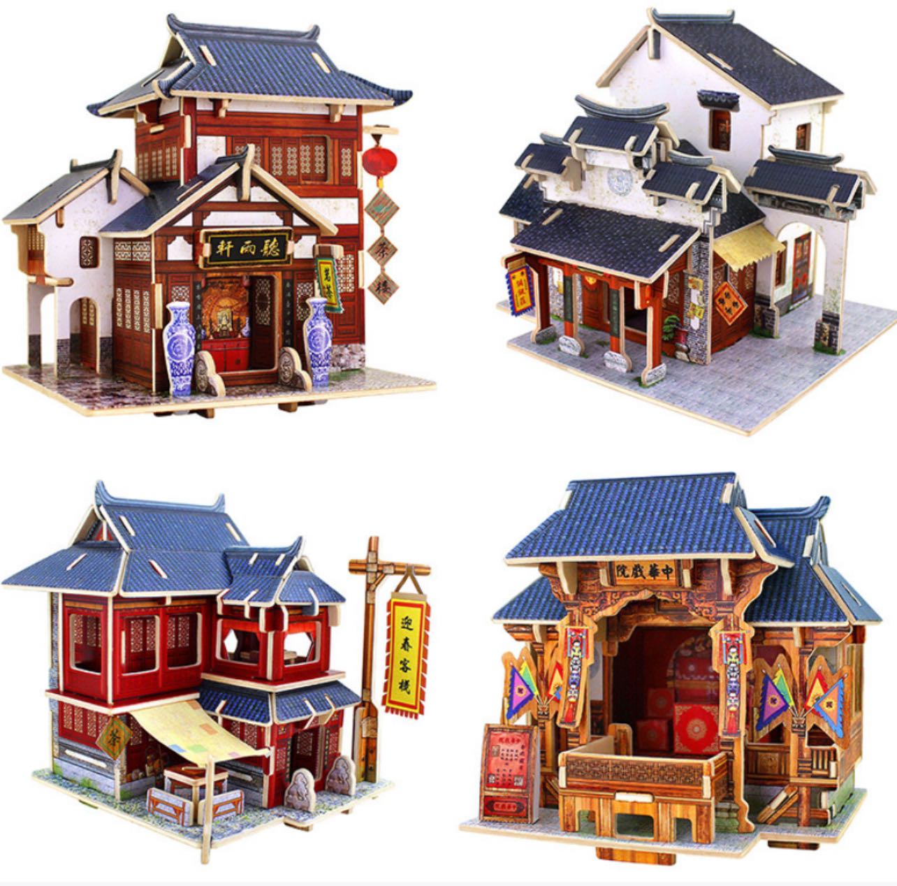 Miniature Dollhouse Kit DIY Miniature Room Set Traditional Chinese motel