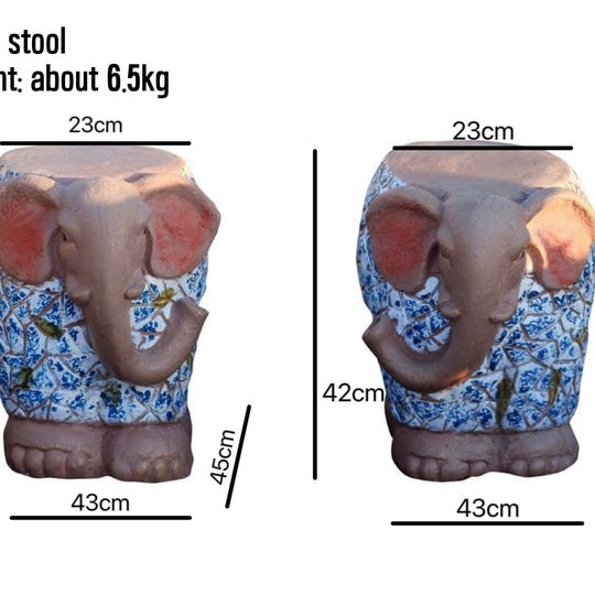 Imitation blue and white porcelain elephant stools