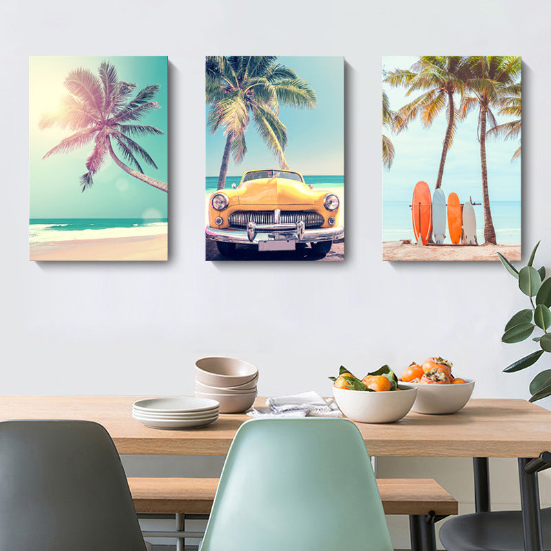 Beach and Car poster - Artwork to frame with a car on the beach