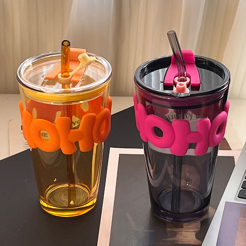 New creative ins wind letter cup double drink gift glass hand gift cup 450ml