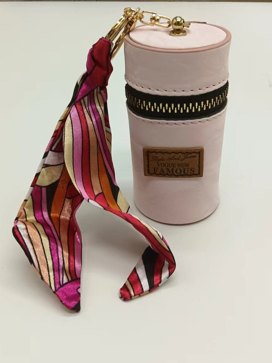 PU Mini Handbag with Scarf Bag Pendant Printed Coin Purse
