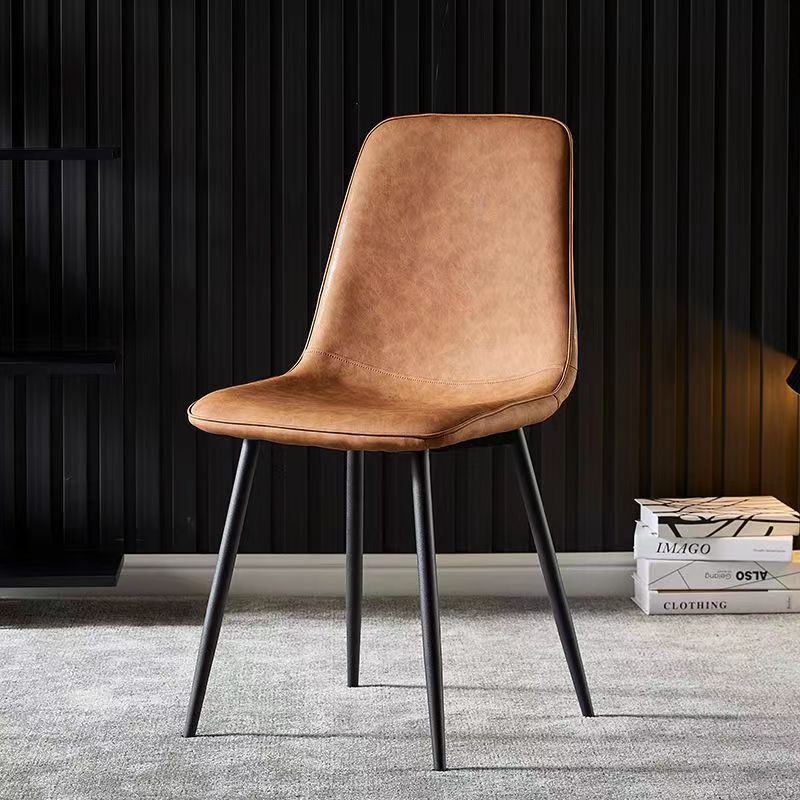 Dining chair simple back chair with steel legs