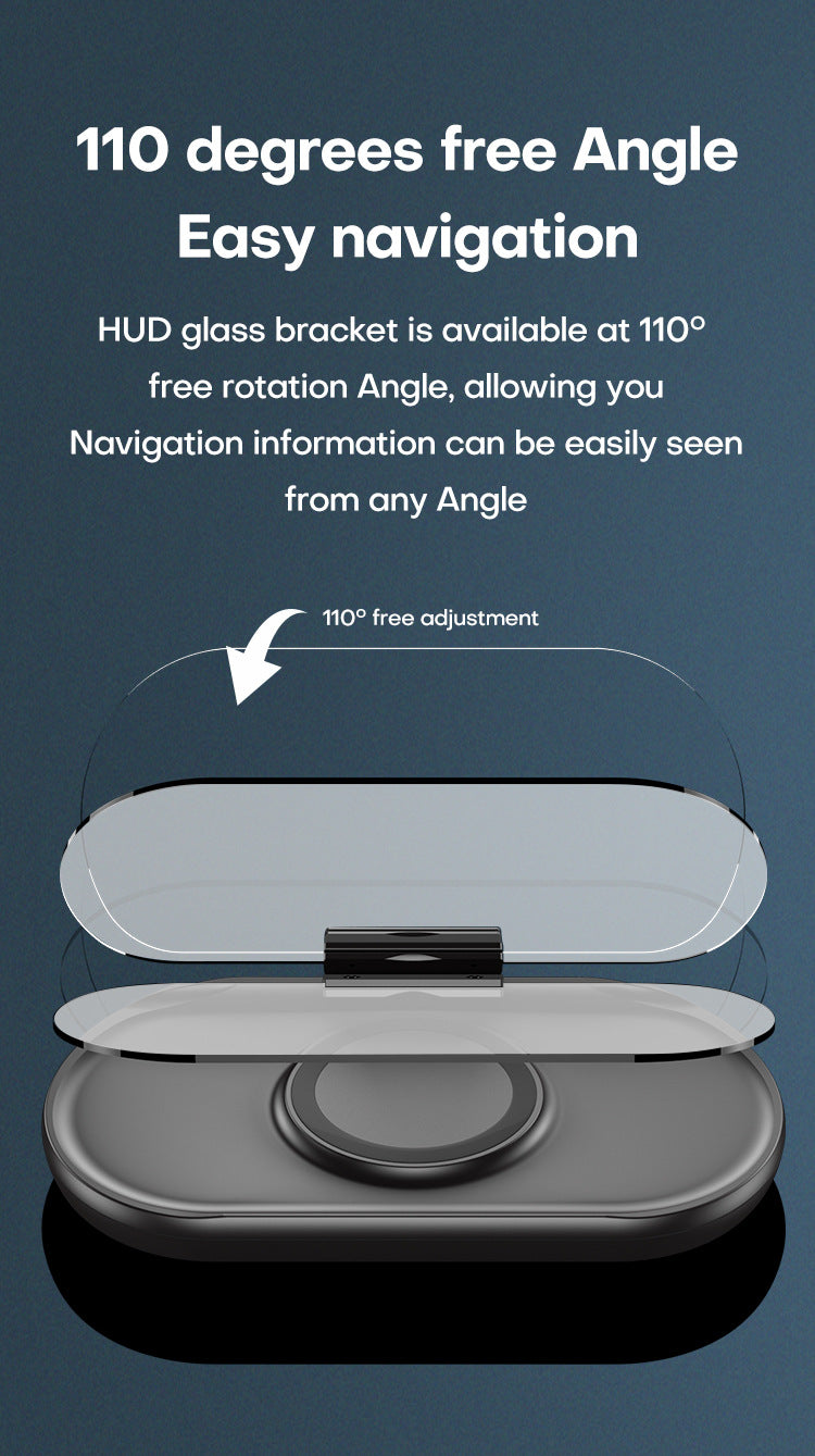 Angle GPS Navigator Hud Projector Magnetic Wireless Fast Charger Phone Holder