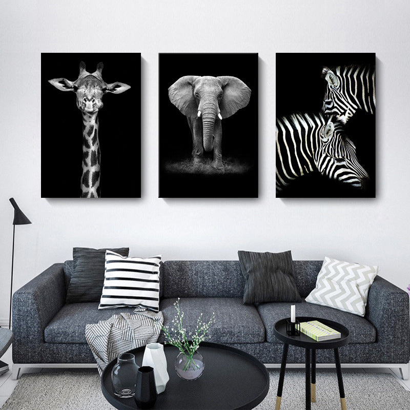 Wall Art Canvas Painting Home DecorBlack and White Animal