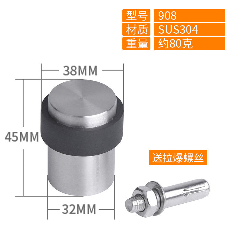 Rubber Door Stopper Stainless Steel Door Protective Pad