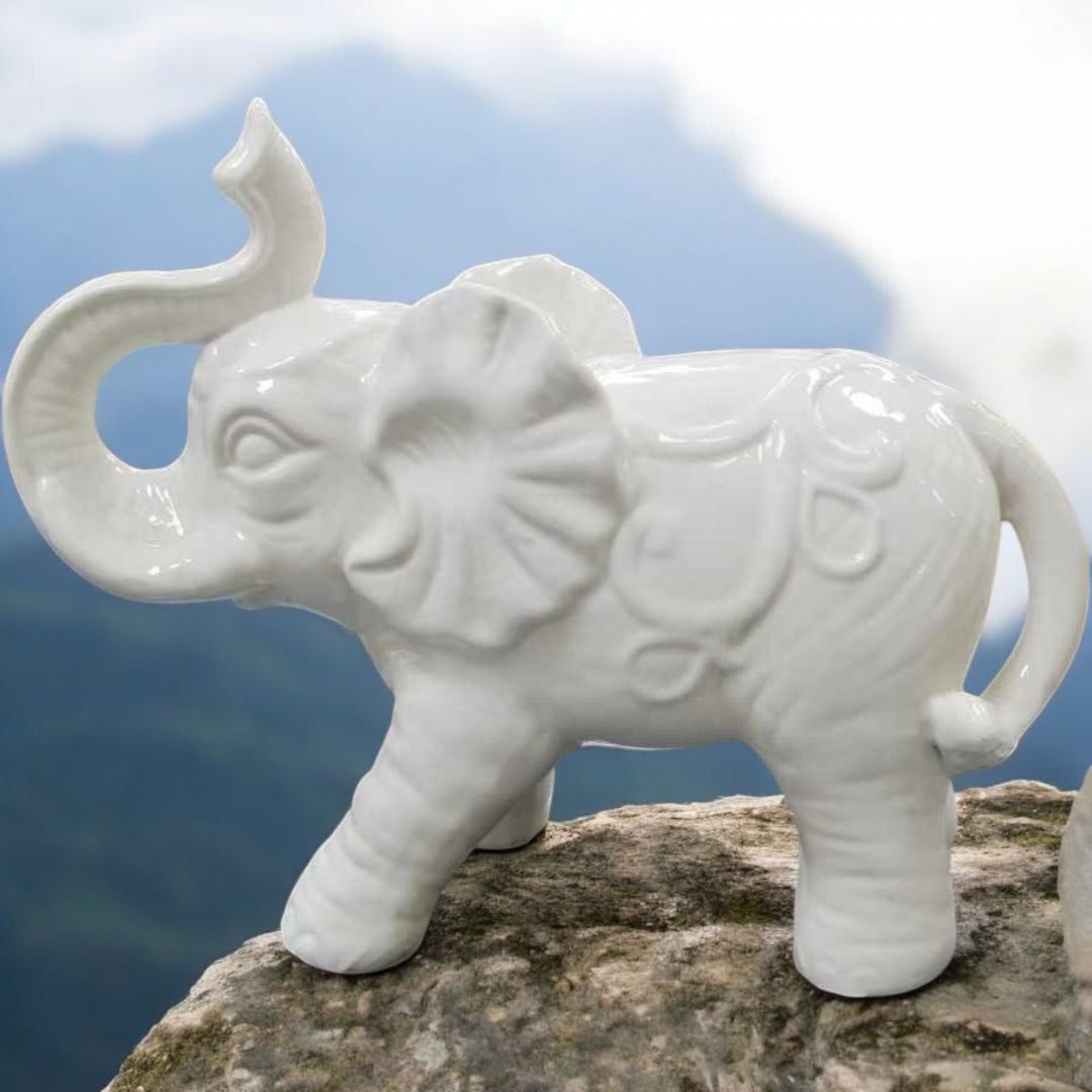 Elephant Statue Chinese White Ceramic Decoration