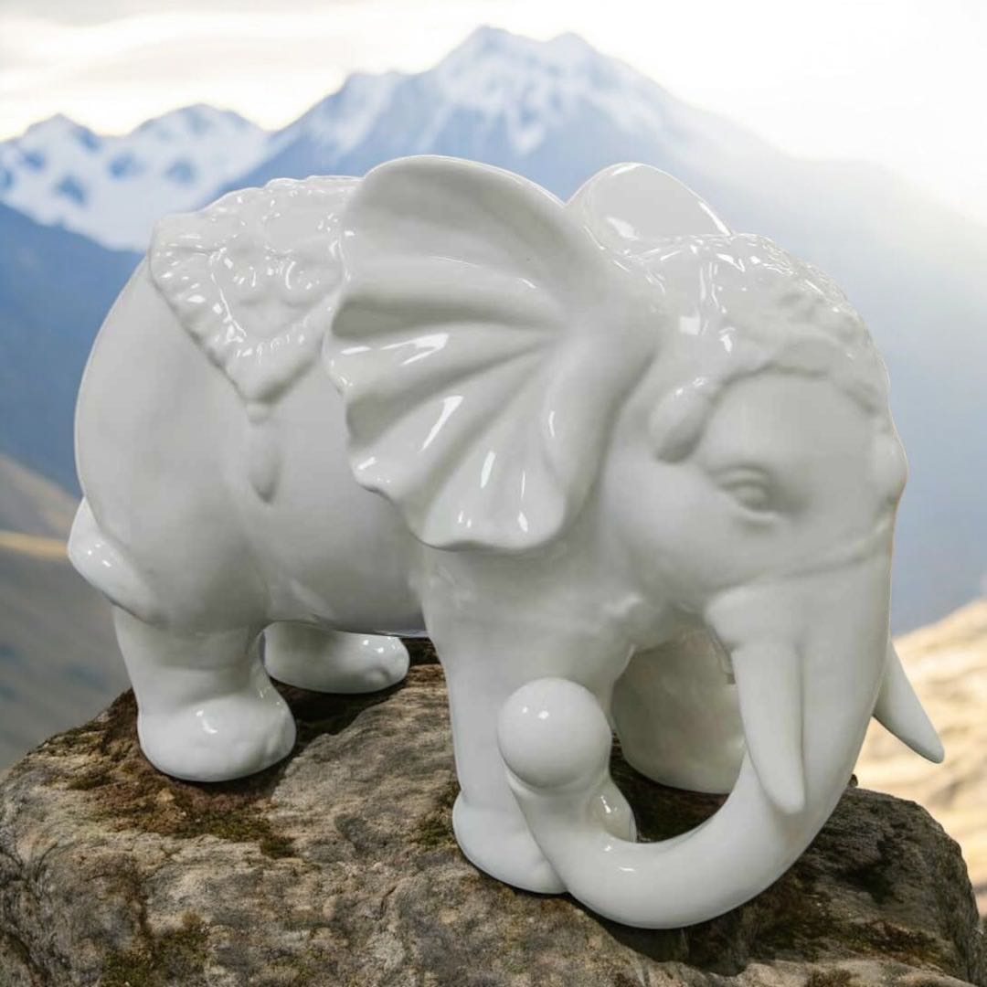 Elephant Statue Chinese White Ceramic Decoration