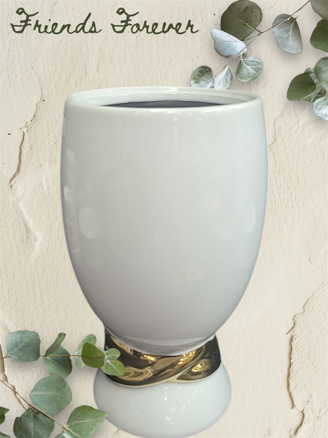 White with gold chain vase 29CM